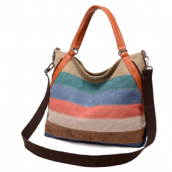 Retro style merged canvas tote shoulder hybrid bag girls carry-ons