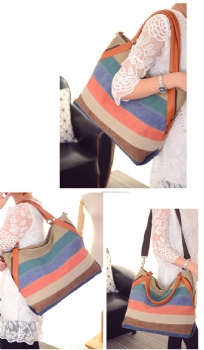 Retro style merged canvas tote shoulder hybrid bag girls carry-ons