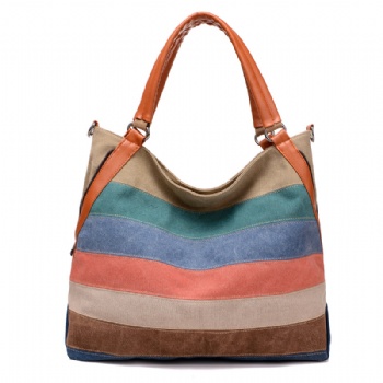 Retro style merged canvas tote shoulder hybrid bag girls carry-ons