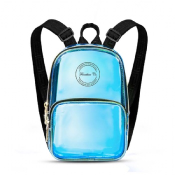 Small Groovy Irridescent TPU Backpack Girls Dazzling Neon PVC Daypack Rucksack