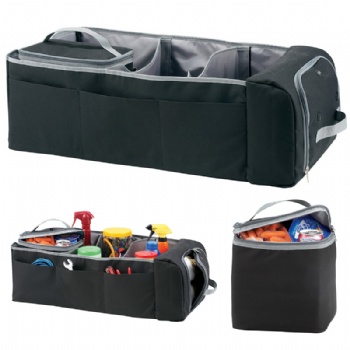 Durable made ​600D PVC folding car&trunk organizer with cooler bag for picnicking,camping,promotion