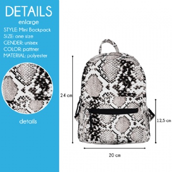 Branded new python skin patterned mini backpack rucksack for girls and women