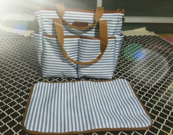 Chic Grey White Striped Mother Hand bags,Mom Baby Tote Bags