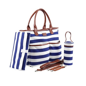 Eco-friendly rPET Stripe Baby Diaper Bag Maternity Bag with diaper changing pad