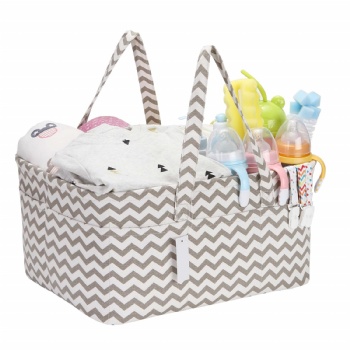 Cute Chevron Baby Diaper Caddy Organizer Tote Nappy Basket Case