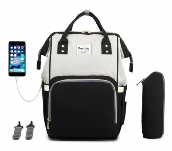 Multi-functional black grey diaper nappy packbags mammy's backpack bag