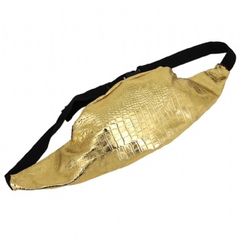 Golden crocodile leather fanny packs waist Alligator skin belt bag girls bum bag