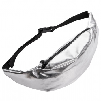 Silver metallic leather fanny packs waist laser holographic belt bag girls bum bag for festivals