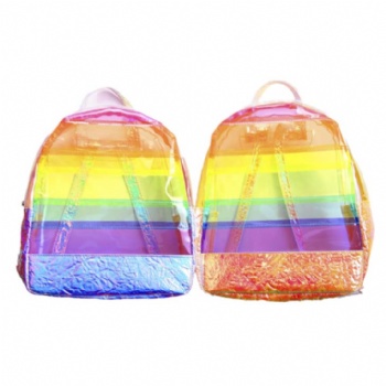 Groovy Mini Size Rainbow Holograhic PVC Backpack Girls&Kids Clear Daypack Rucksack