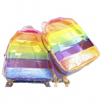 Groovy Mini Size Rainbow Holograhic PVC Backpack Girls&Kids Clear Daypack Rucksack