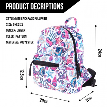 Fashionable women's mini backpack small printing daypack for girls