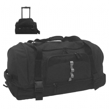 Large top loading rolling carry on wheeled travel duffle bag