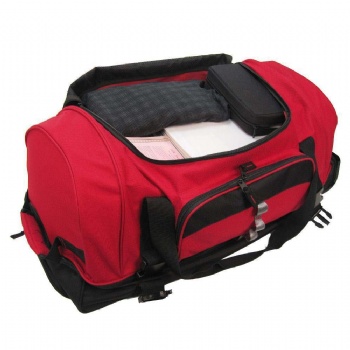 Large top loading rolling carry on wheeled travel duffle bag