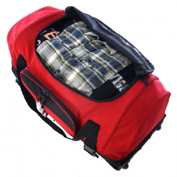 Big rolling travel duffle bag with retractable trolley handle