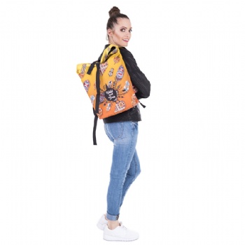 Trendy full digital printing rolltop rucksack backpack top roll up daypack street packs