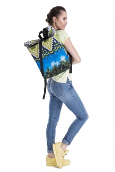Chic series of printing rolltop rucksack backpack top roll up daypack street bags for girls and women