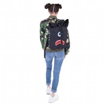 Stylish light weight polyester printing rolltop rucksack backpack top roll up daypack street bags
