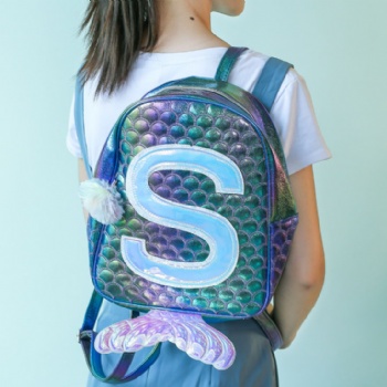 Chic PU leather mermaid backpack girls school daypack
