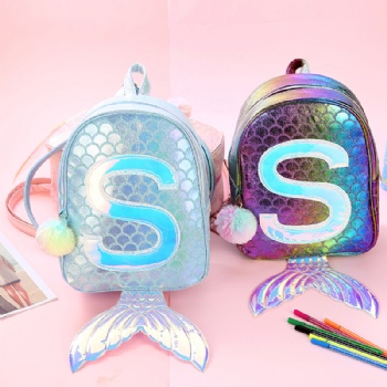 Stunning leatherette mermaid backpack girls school daypack