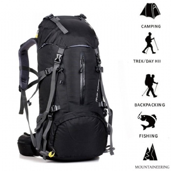 60L backpacking bag camping trekking fishing mountaineering daypack backpack with waterproof rain cover