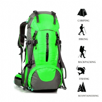 60L backpacking bag camping trekking fishing mountaineering daypack backpack with waterproof rain cover