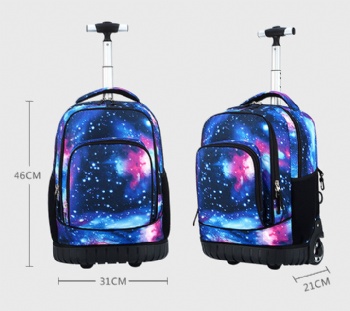 OEM Customisable heat transfer printing wheeled school backpack carry-on rolling bags