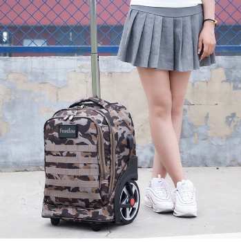 Fashion trolley camouflage backpack on BIG wheels