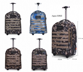 Fashion trolley camouflage backpack on BIG wheels