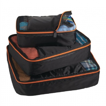Compact three-piece set of polyester packing cubes