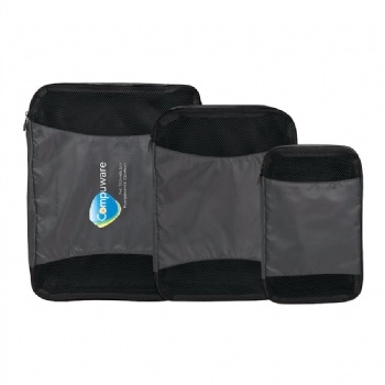 Compact three-piece set of polyester packing cubes