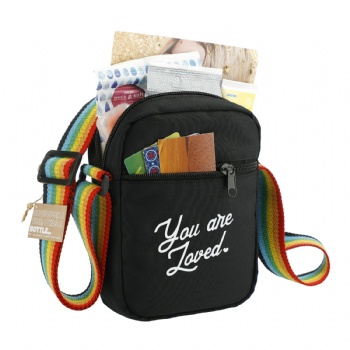 Small Vertical Rainbowed RPET Crossbody Tote Shoulder Bag