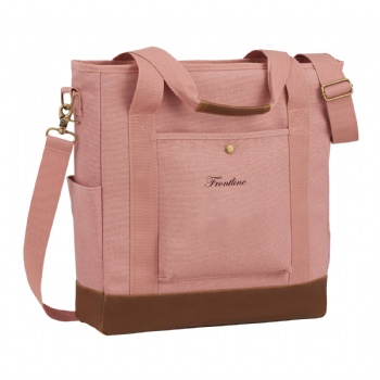 Women's Pink Cotton Canvas Commuter Tote with Laptop Sleeve