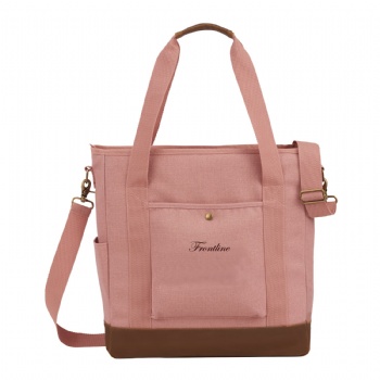 Women's Pink Cotton Canvas Commuter Tote with Laptop Sleeve