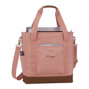 Women's Pink Cotton Canvas Commuter Tote with Laptop Sleeve